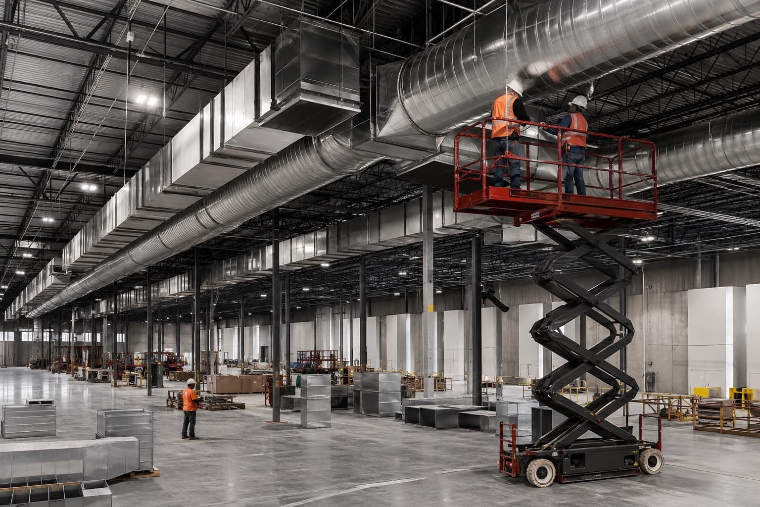 Coordinated overhead ductwork in a commercial building